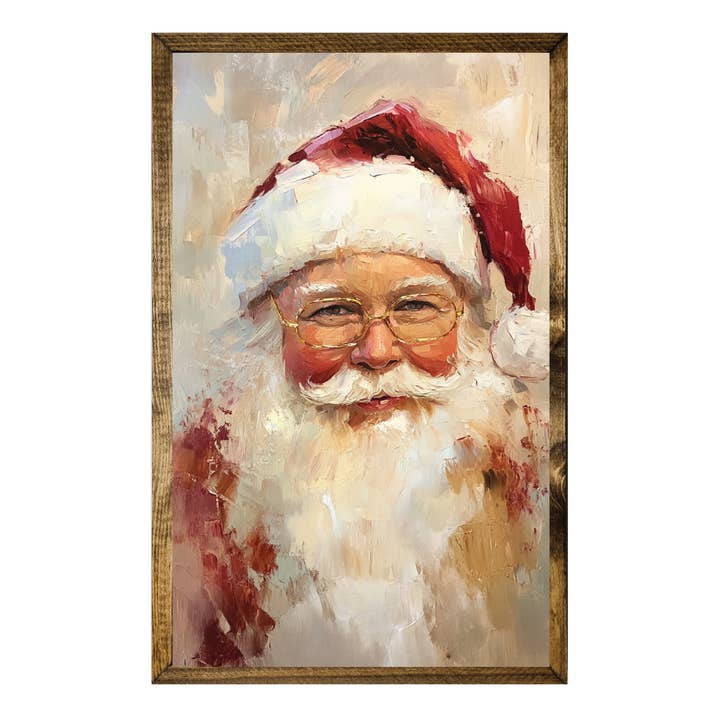 SÉRIE ARTÍSTICA TIMBERLAND-SANTA PINTURA DE ARTE VERMELHA E CREME por atacado de Jarmz Designs