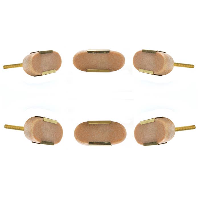 Set di sei pomelli ovali in marmo rosa per la vendita all'ingrosso da parte di Perilla Home