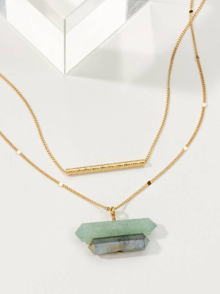 Terra Necklace Set- Aquamarine & Labradorite for wholesale by Luna Norte