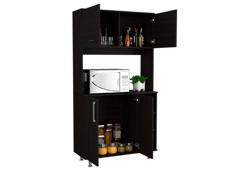 TUHOME FURNITURE - Vente Rangements/organisateurs de cuisine - Buffet de cuisine 95 avec quatre pieds, placard double porte, trois étagères10