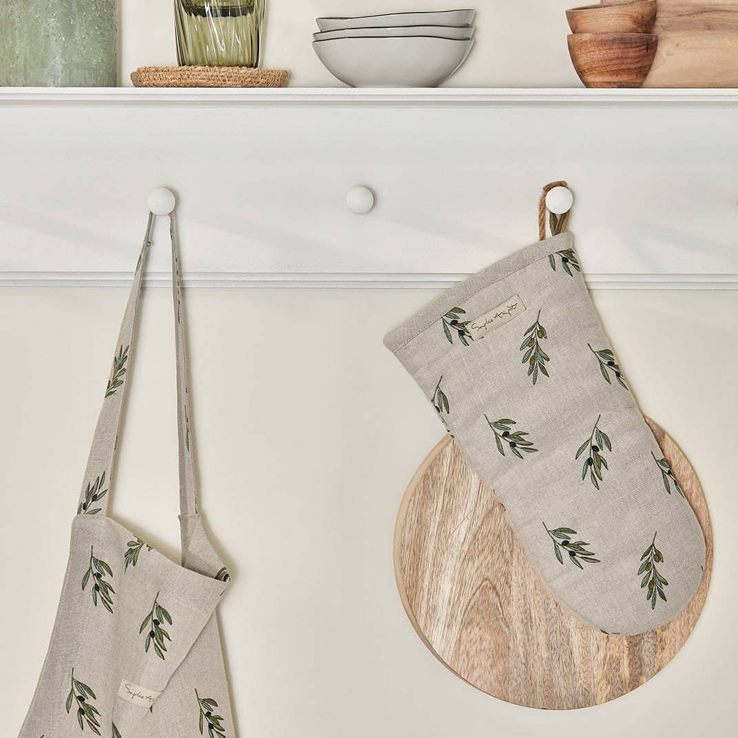 Sophie Allport – Luva de forno/pega por atacado – Luva de Forno de Linho Verde Oliva0