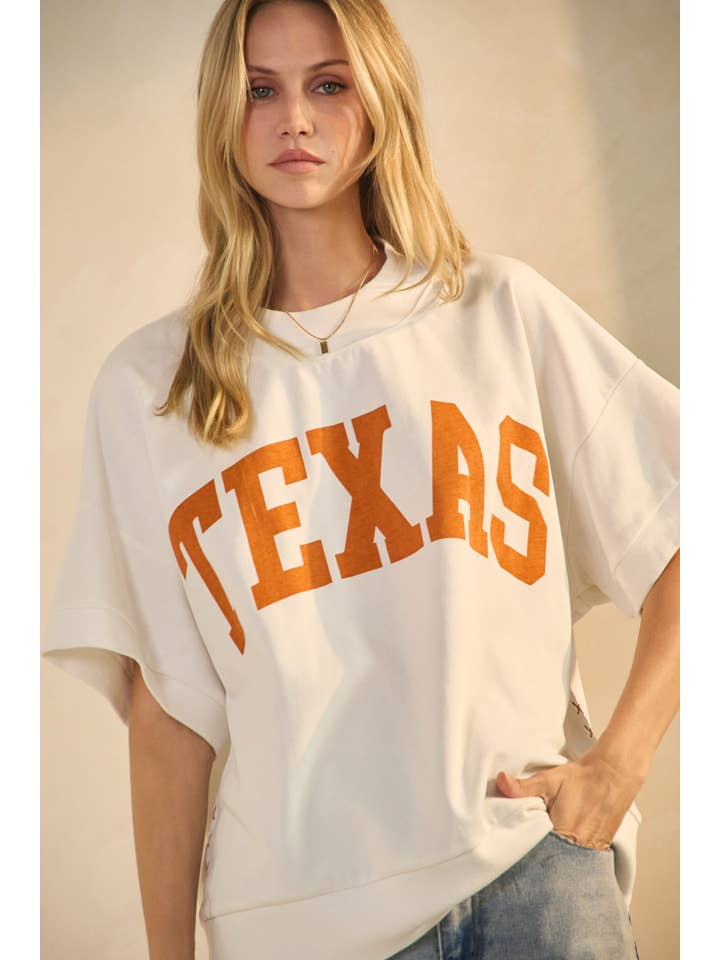 White Boxy Short-sleeve Sweatshirt  for wholesale on Faire1