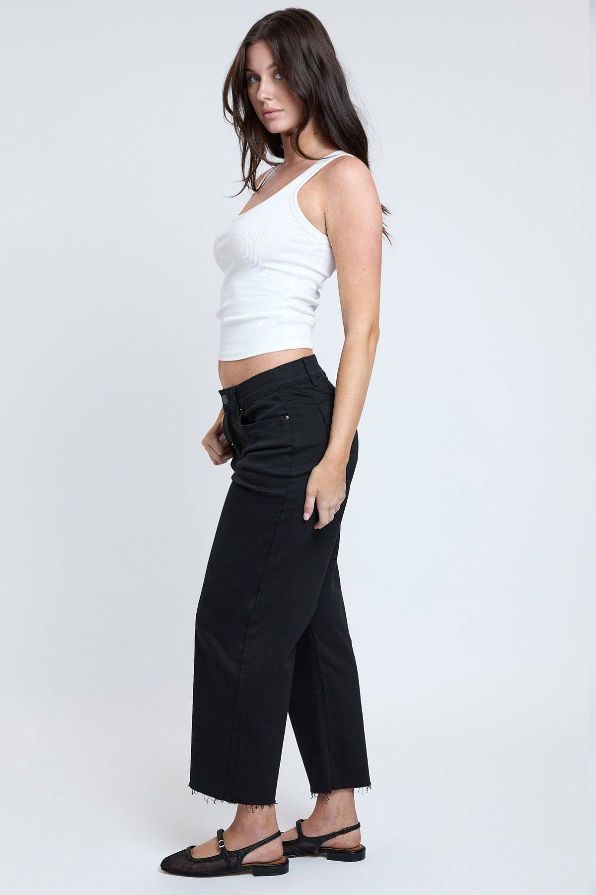 YMI - Wholesale Pants - Women's - Cropped High-Rise Wide Leg Trouser Pants-P2092075
