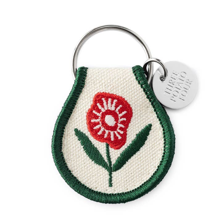 Patch Keychain - Poppy Flower for wholesale by Three Potato Four