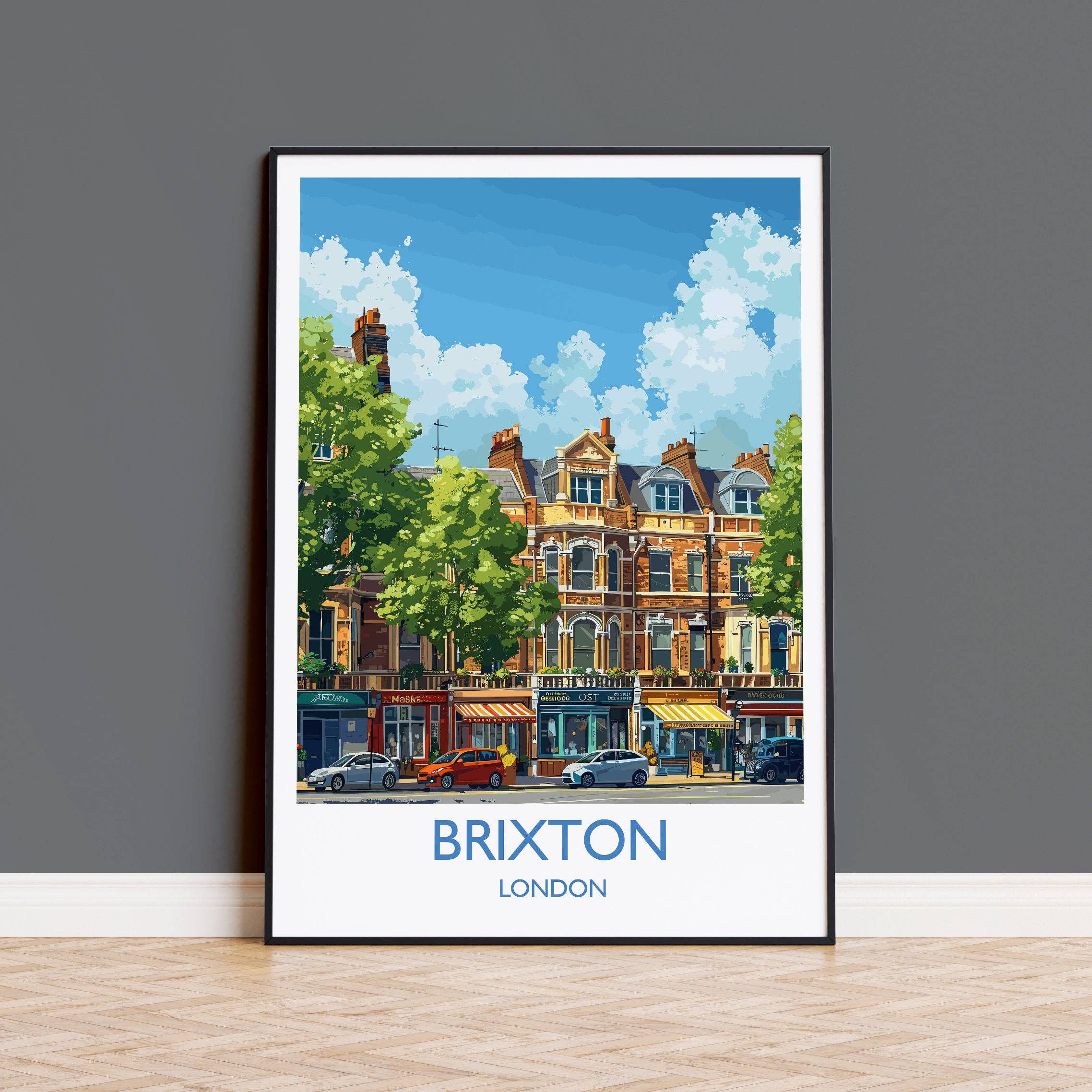 NQ Media Designs - Wholesale Art Print - Brixton Travel Print, Travel Poster of Brixton, London Poster, Brixton Art Gift, London Art Lovers UK Travel Gift