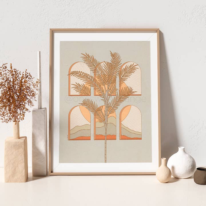 Arch Print Palm Sunset Art Print Mountain Wall Art Sun Print for wholesale by Onesweetorange