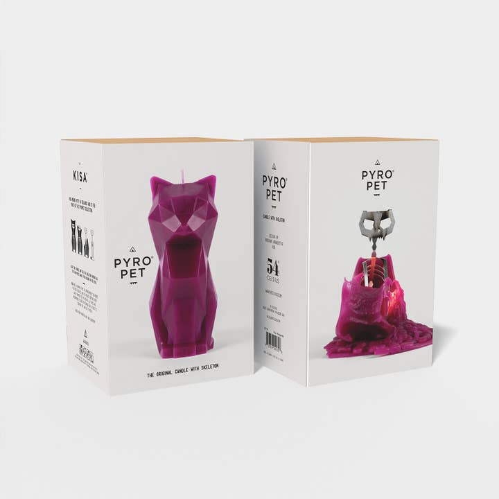 54 Celsius - Wholesale Novelty Candle - Pyropet Cat Candle with Skeleton - Red4