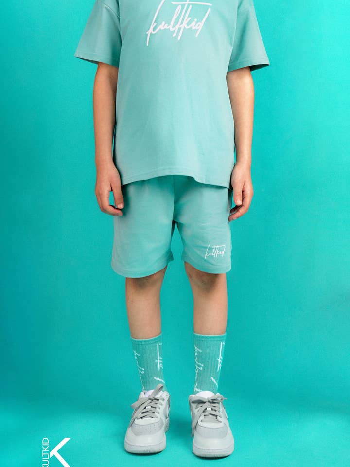 Loose Fit Shorts with Resistain® in Mint for wholesale by KULTKID