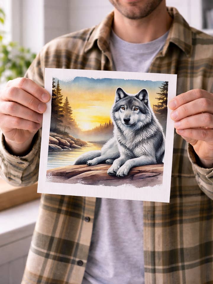 Wolf Swedish Dishcloth for wholesale by Alaska Life Designs LLC