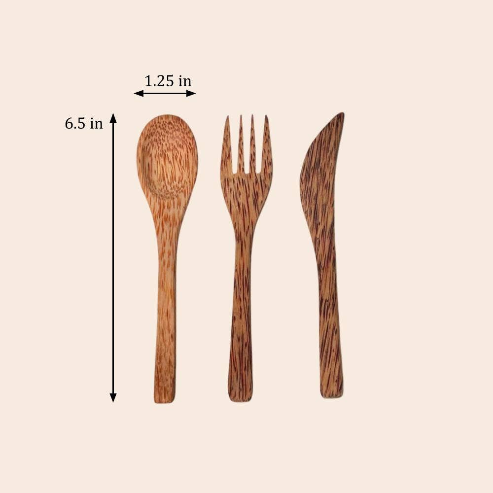 Bamboo Switch - Wholesale Assorted Cutlery Set - Coconut Cutlery Utensil | Fork, Knife, Spoon3