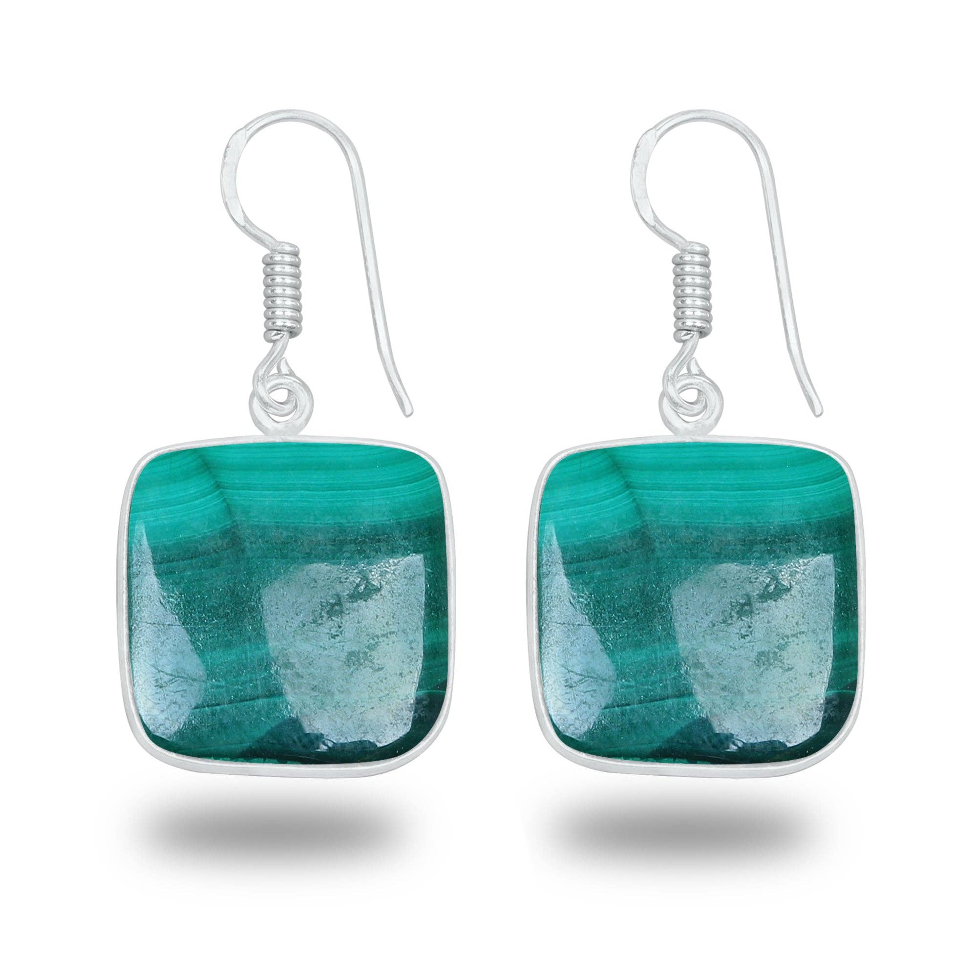 Handmade Jewels - Wholesale Dangle Earrings - Malachite Earrings – Minimalist, Silver-Plated | Wholesale Handmade Jewelry5