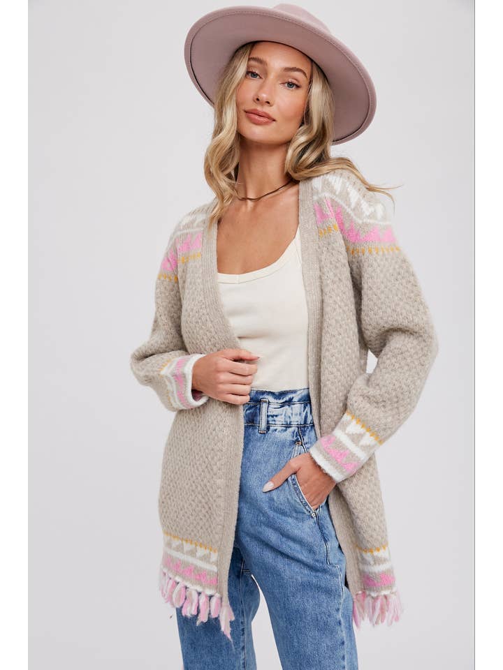 Bluivy – wholesale Cardigan – Women’s – AZTEC PATTERN BELTED CARDIGAN1