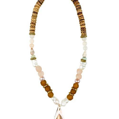 Twine & Twig - Venta al por mayor Collares de cuentas/perlas - Collar Tribal de Conchas | Perla Neutra