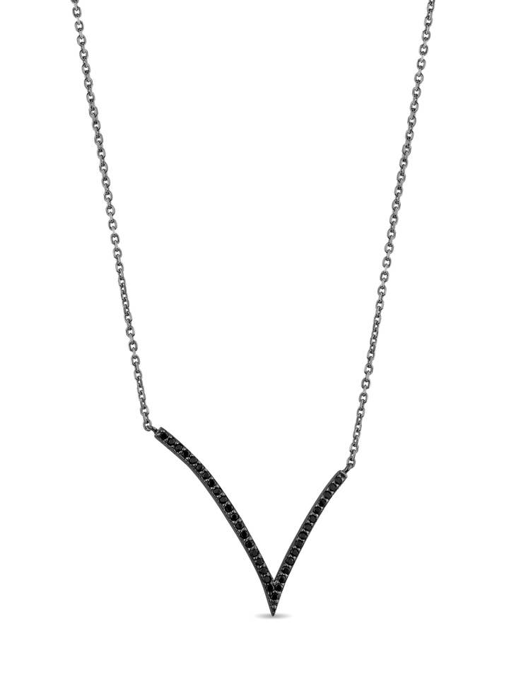 Shine-Halskette mit schwarzen Diamanten in schwarzem Rhodium für den Großhandel von SALLY SKOUFIS™