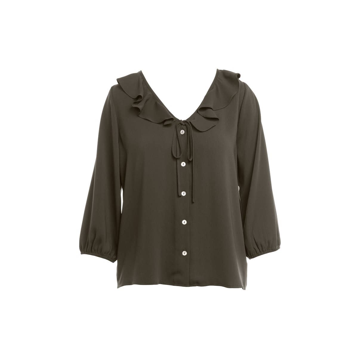 Naked Zebra Rack - Wholesale Blouse - Women's - Ruffle Button Down Tie Blouse7