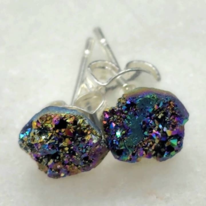 Pendiente de botón de drusa genuina para venta al por mayor de Kerri Jarrett