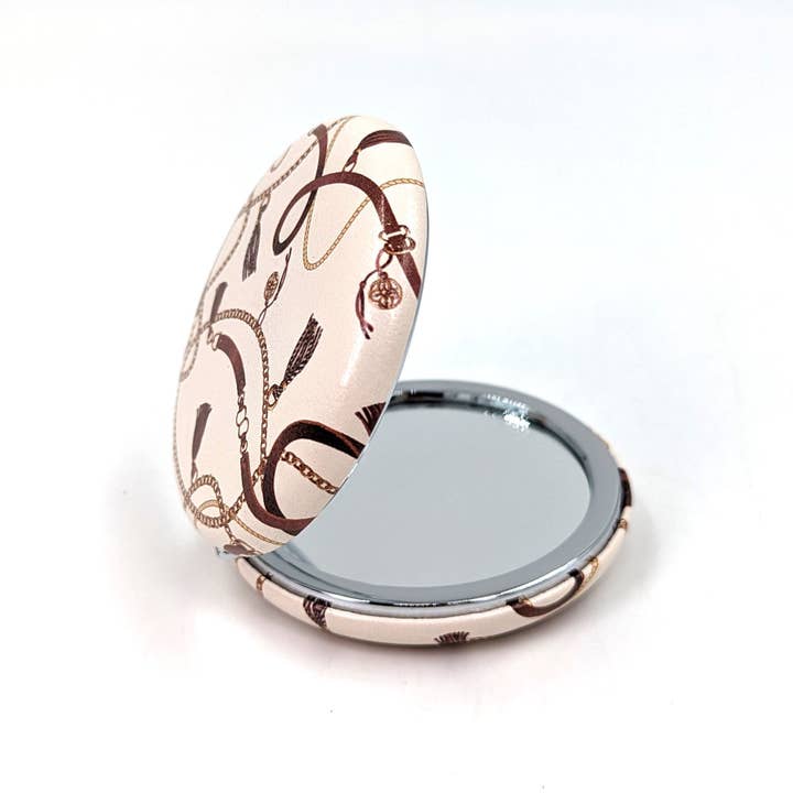 Equestrian theme print circular compact mirror for wholesale by Tempest Designs