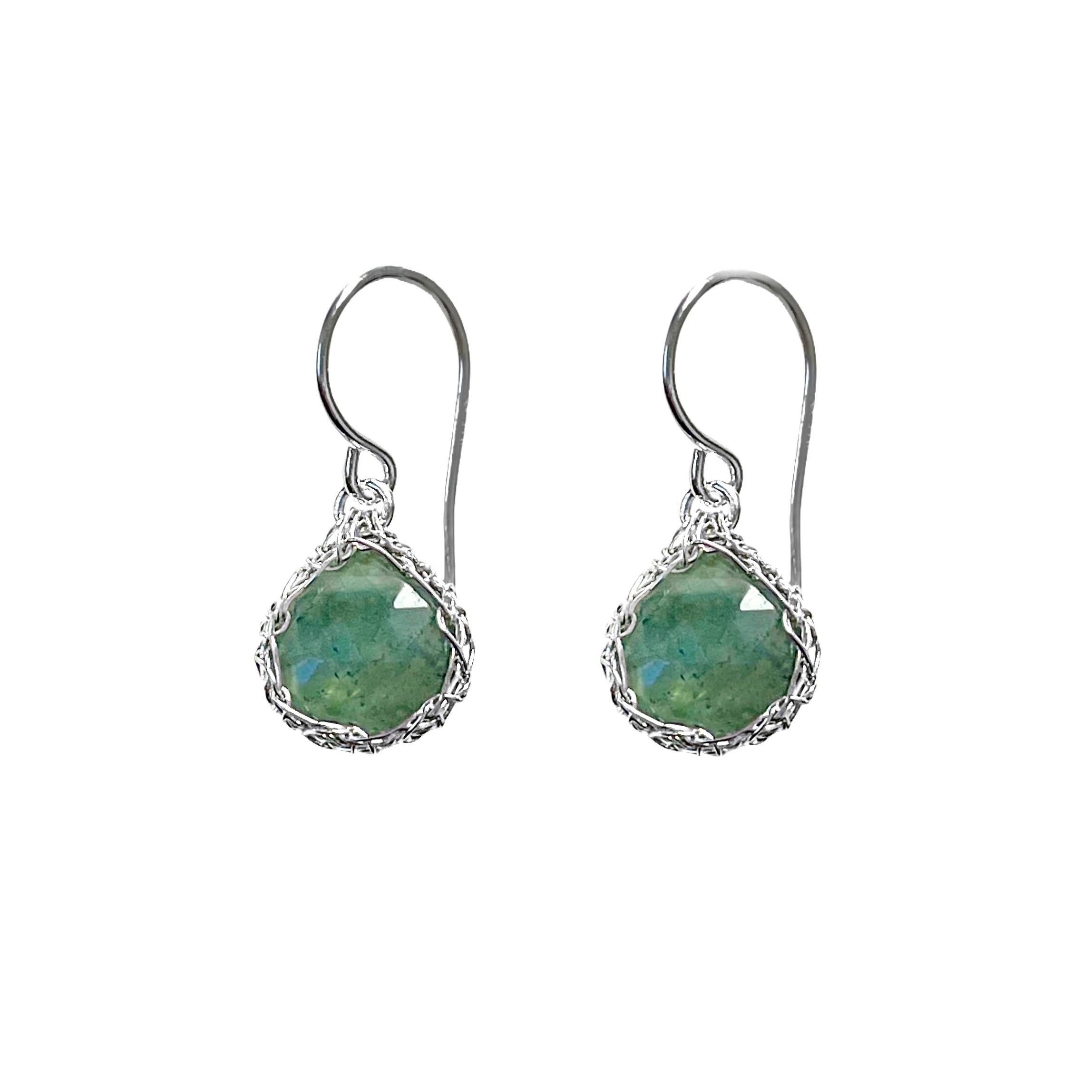 Arivka Jewelry - Wholesale Hangende/ronde oorbellen - Moss Aquamarine Teardrop oorbellen in zilver