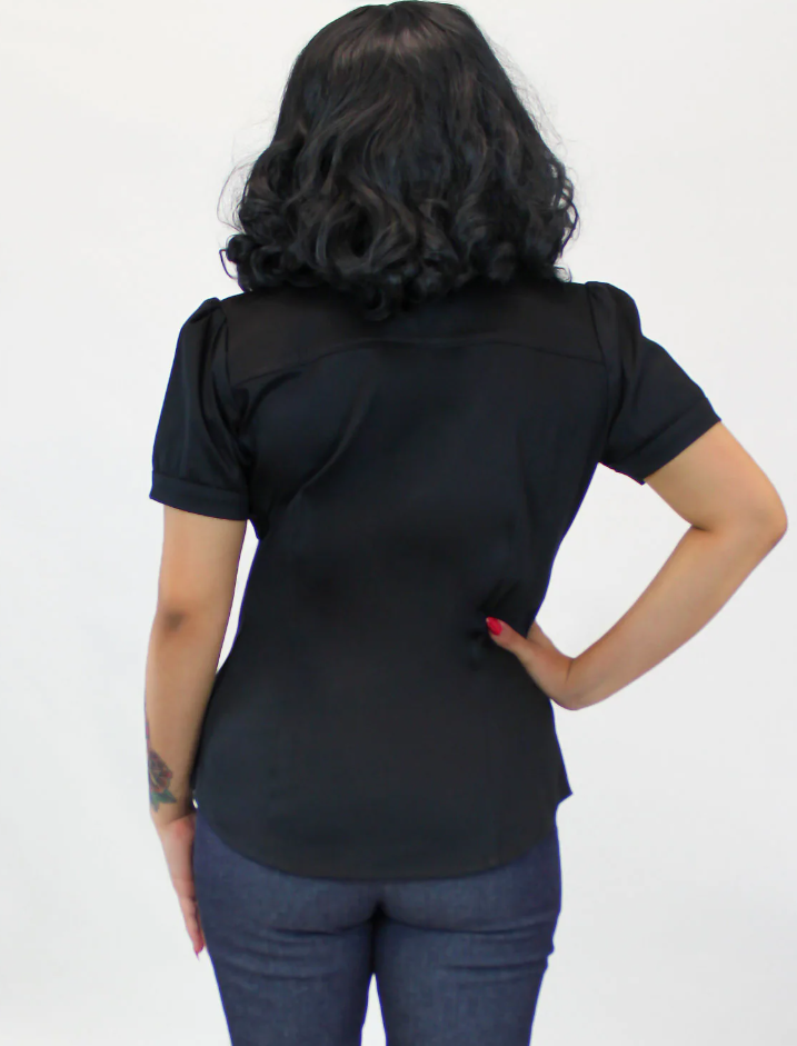 Hemet - Wholesale Button Down Shirt - Women's - Spider Webs and Spider Black Western Rockabilly3