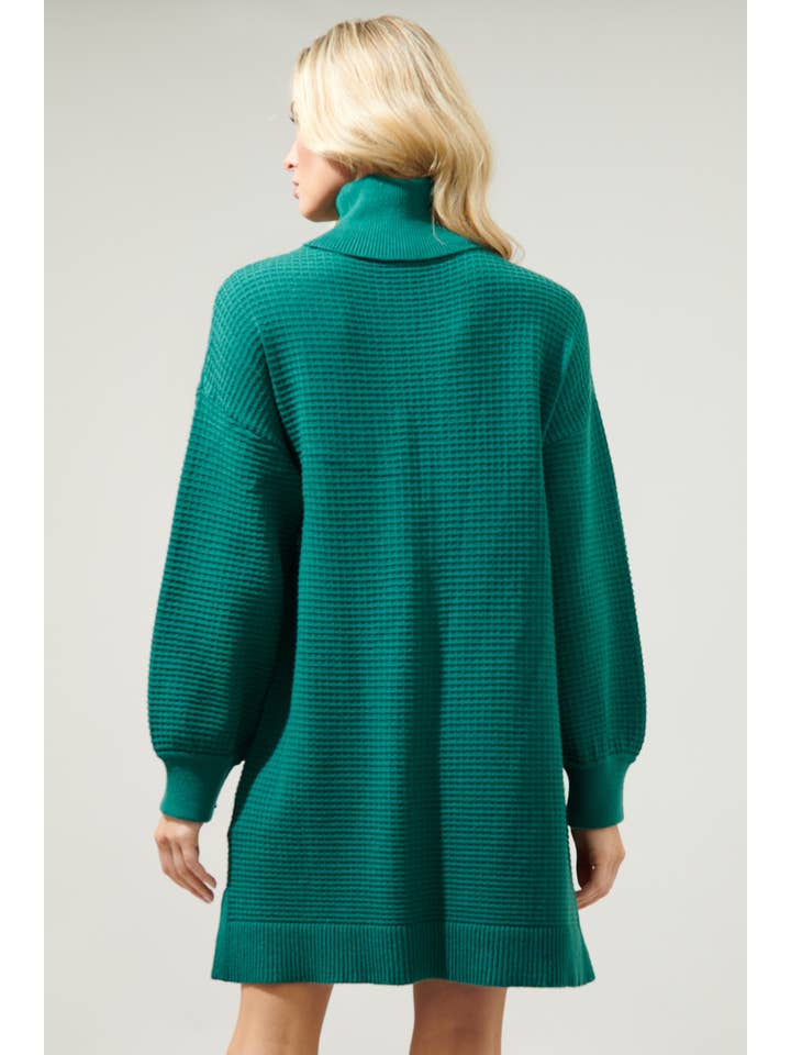 Sugarlips - Wholesale Dress - Women's - Shawnee Waffle Knit Turtleneck Sweater Dress