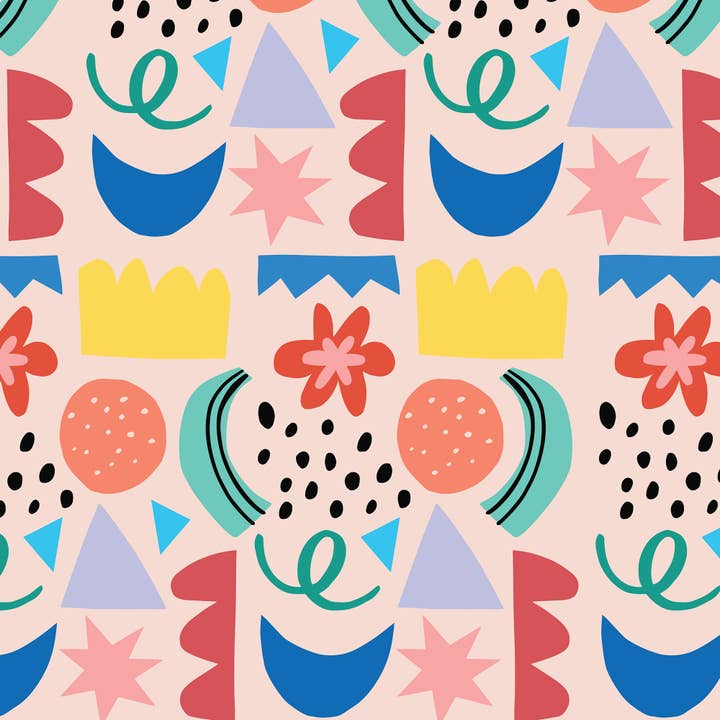 Papier d'emballage plat imprimé Shapes UK pour la vente par Alison Hardcastle