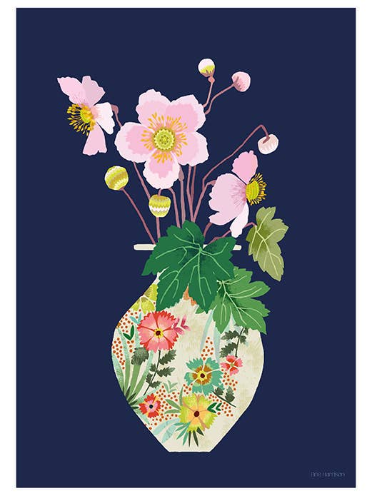 Japanese Anemone Print A3 for wholesale by Brie Harrison Ltd