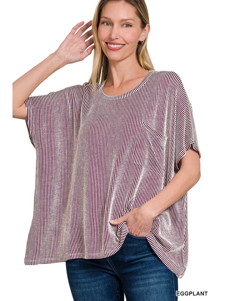 42POPS - Vente Haut en maille – femme - Haut à manches courtes surdimensionné en velours côtelé SI-2721215