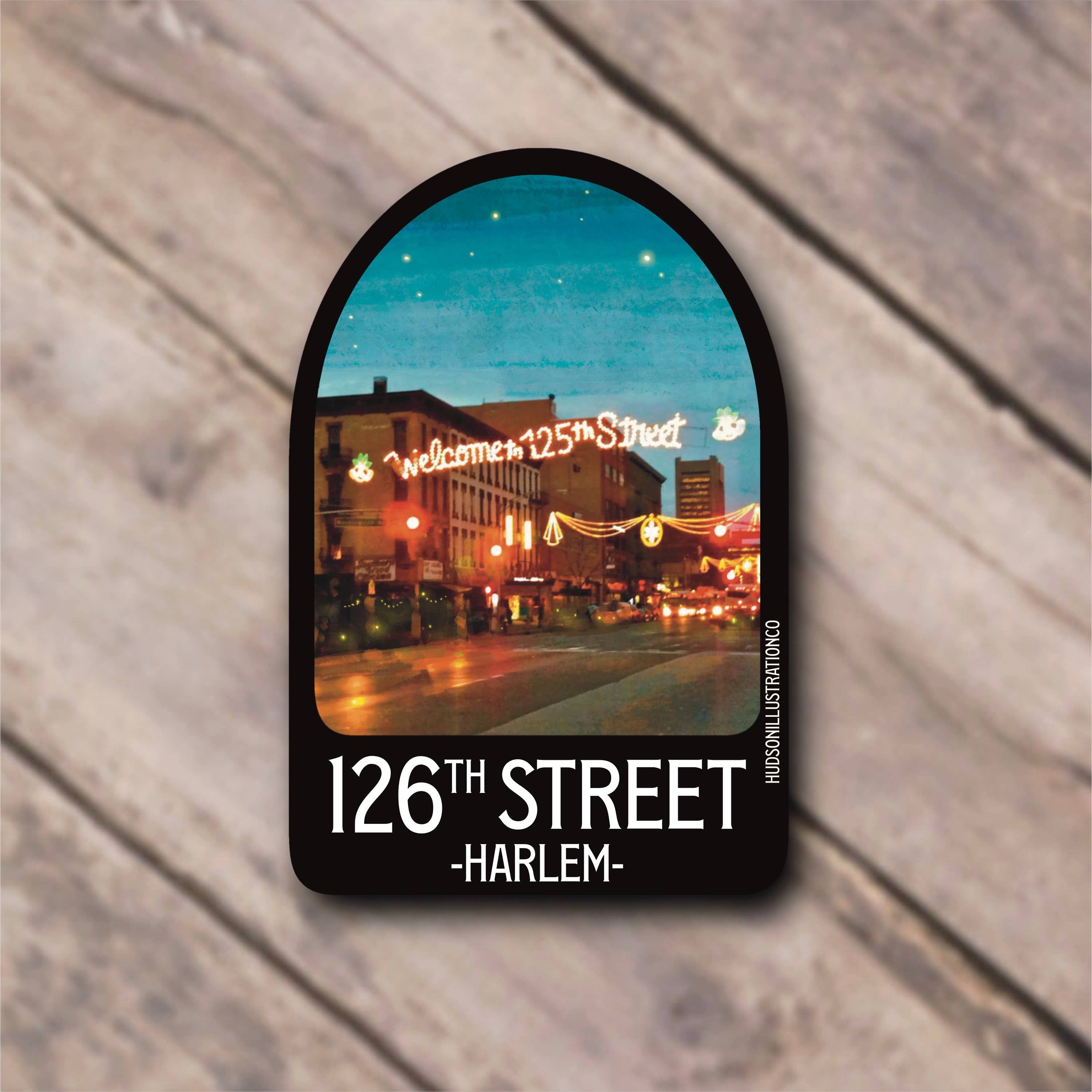 Hudson Illustration Co - About Town Co - Wholesale Sticker - 126th St Harlem New York City Sticker/Magnet/Print/Postcard