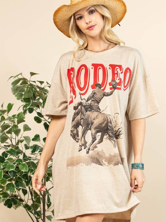 AV1202-BETTY WESTERN RODEO GRAPHIC T-SHIRT DRESS for wholesale by Avery
