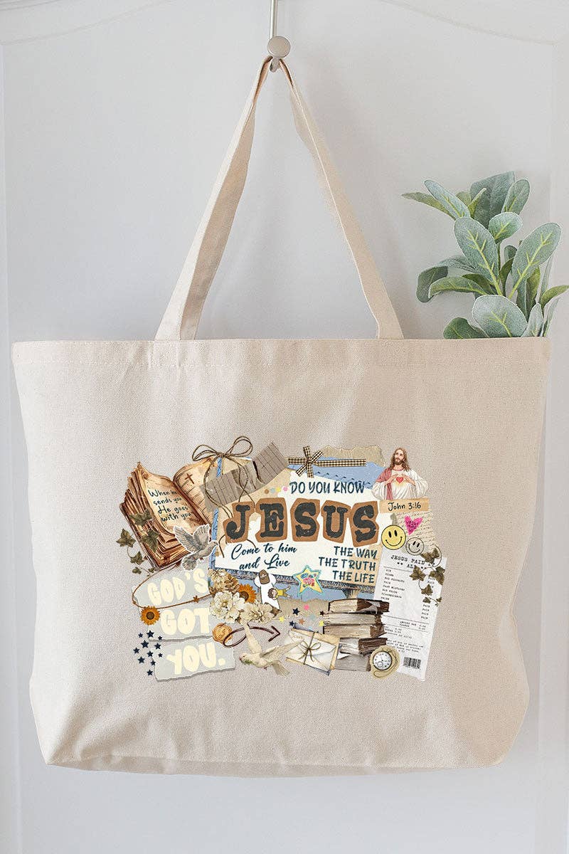 Wholesale Accessory Market - Wholesale Tote Bag - Women's - Do You Know Jesus Canvas Jumbo Tote2