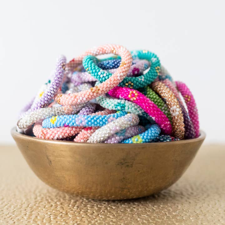 Aid Through Trade - Wholesale Beaded Bracelet - Kids - Rollies® for Kids - Flower Power - Set of 20