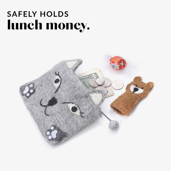 OmaOmaOma! - Wholesale Pencil Case/Pouch - Felt Animal Zipper Bags - Cat, Dog & Fox Pouch Trio Ages 3+8