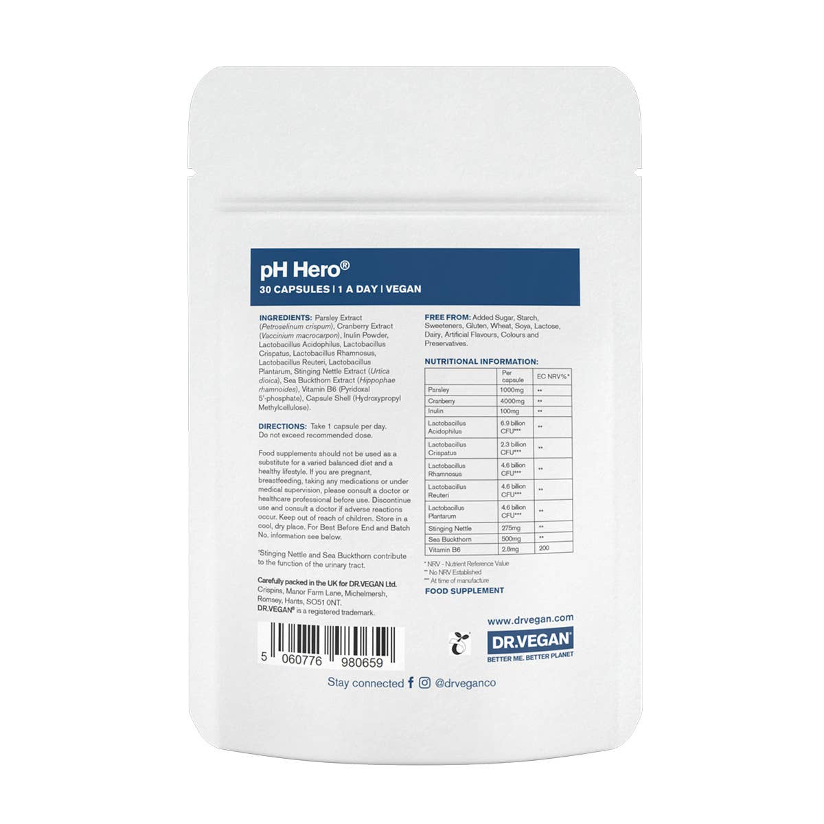 DR.VEGAN - Wholesale Oral Supplement/Vitamin - pH Hero® | 30 Capsules | Vaginal Health & UTI Support5