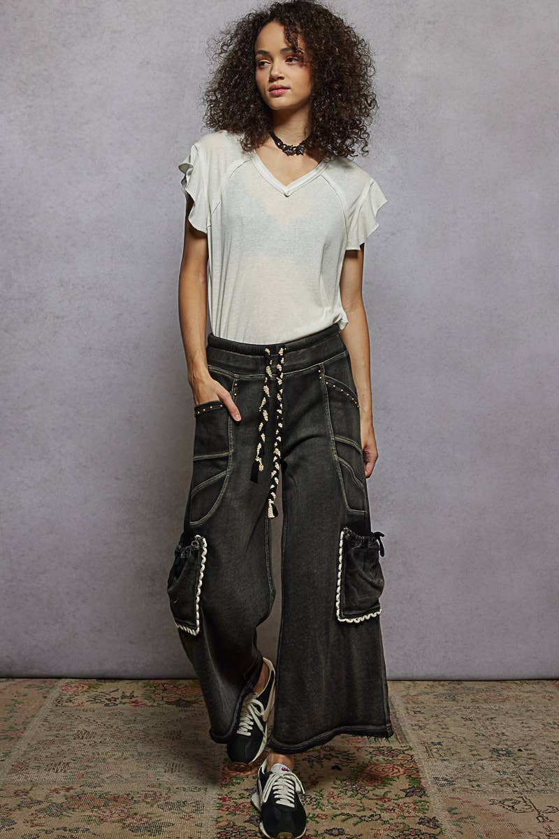 Pol Clothing - Wholesale T-Shirt - Women's - V-neck ruffle short sleeve solid basic cotton top35