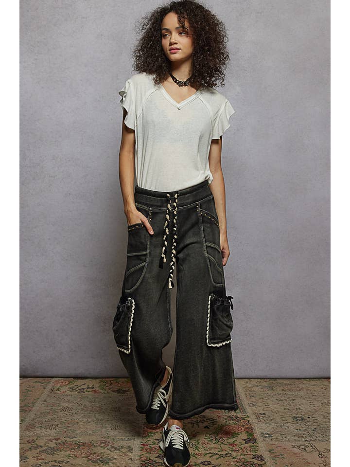 Pol Clothing - Wholesale T-Shirt - Women's - V-neck ruffle short sleeve solid basic cotton top35