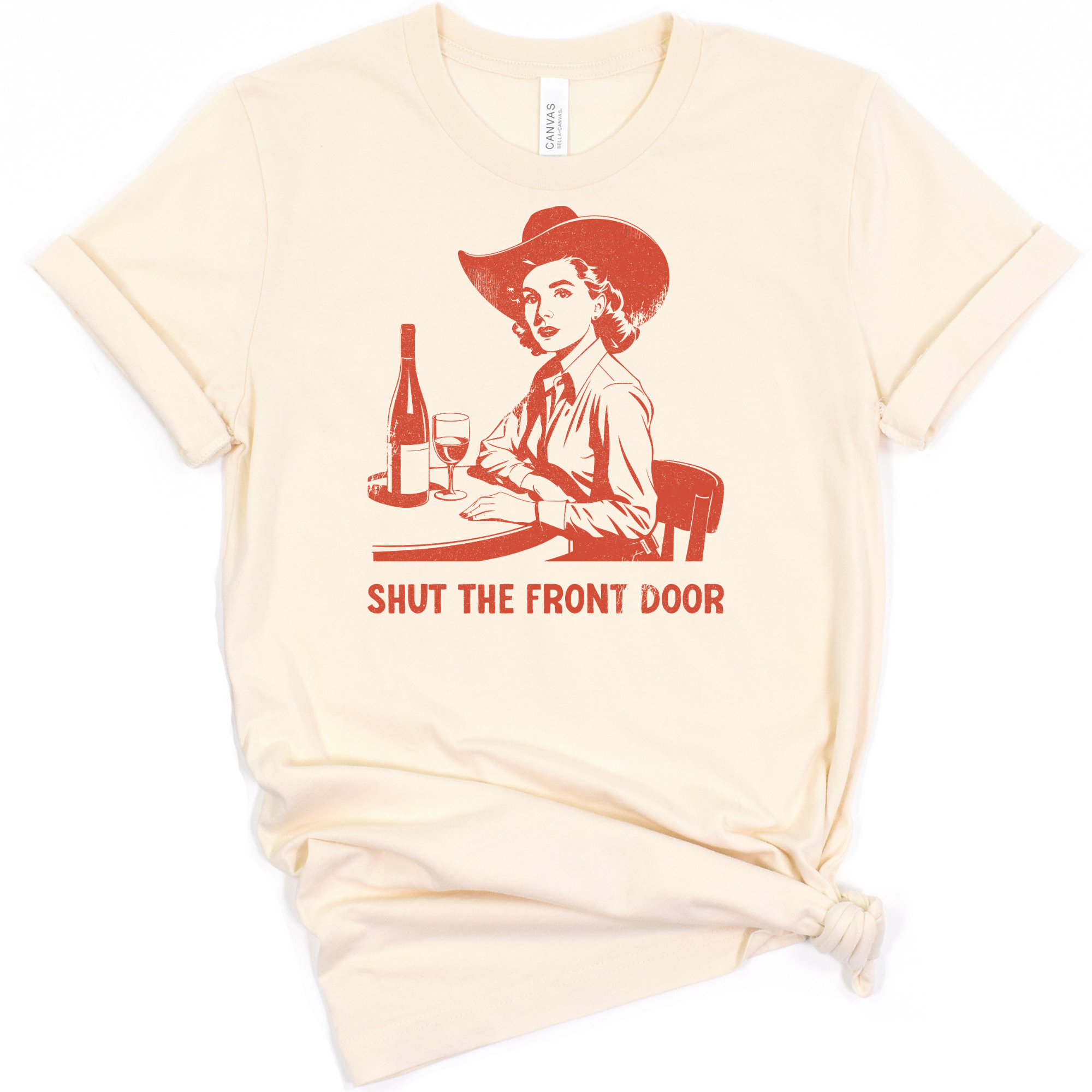 Rackette Club - Wholesale Screen Printed T-Shirt - Women's - Shut the front door t-shirt2