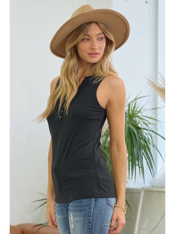 Doe and Rae – wholesale Tank top – Women′s – Henley Knit Tank - 41363T11