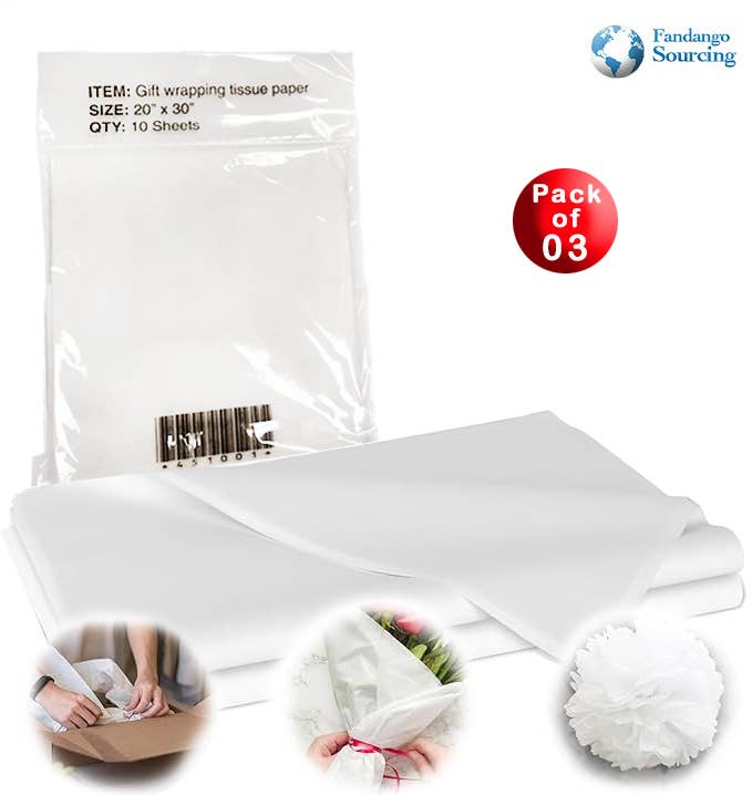 WeBaG N WeCoveR - Vendita all'ingrosso Carta velina - Confezioni di carta velina regalo bianca, 10 fogli per confezione - 20" x 30"1
