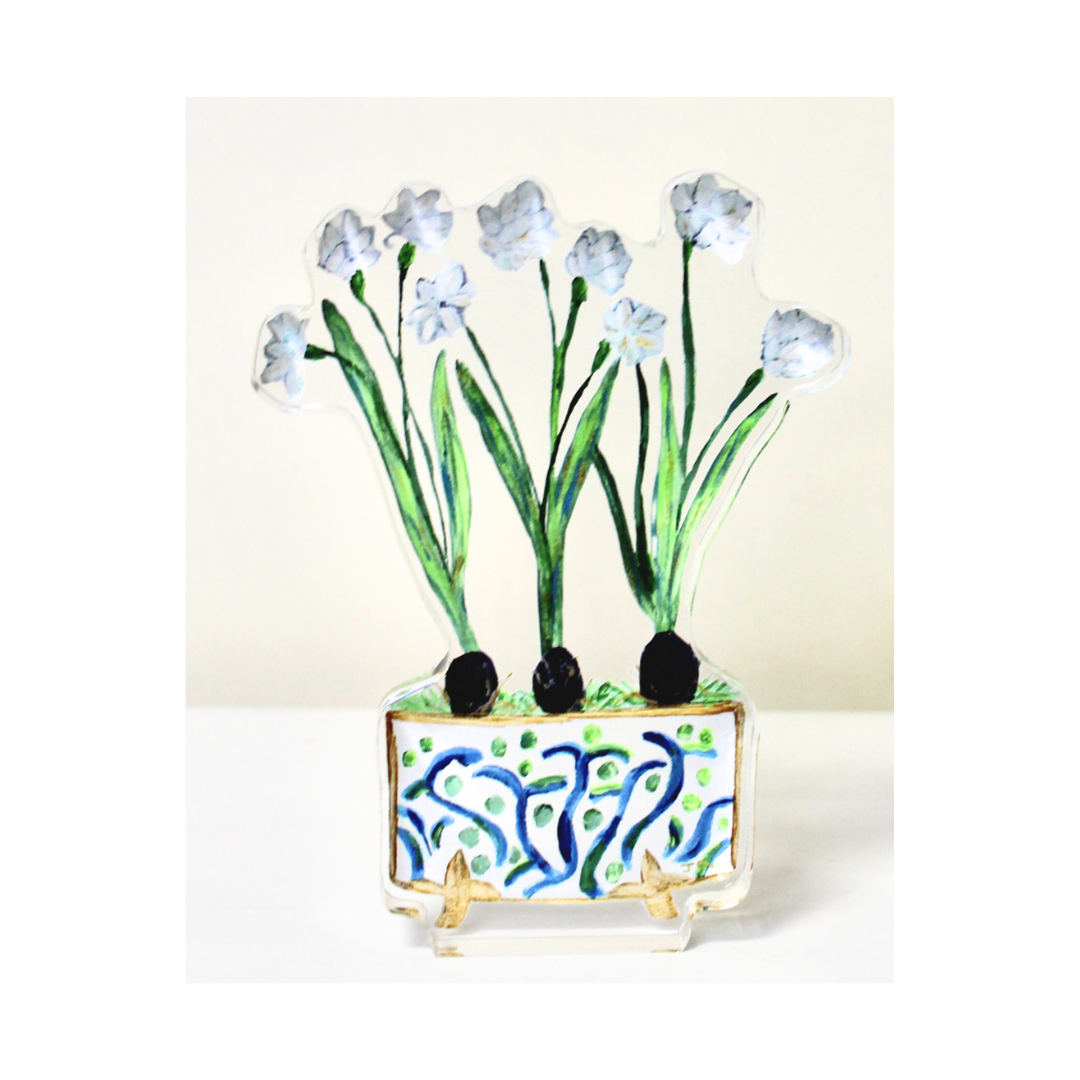 Jeanne Player Fine Art - Wholesale Decorative Tabletop Object - Paperwhites Acrylic Art Block8