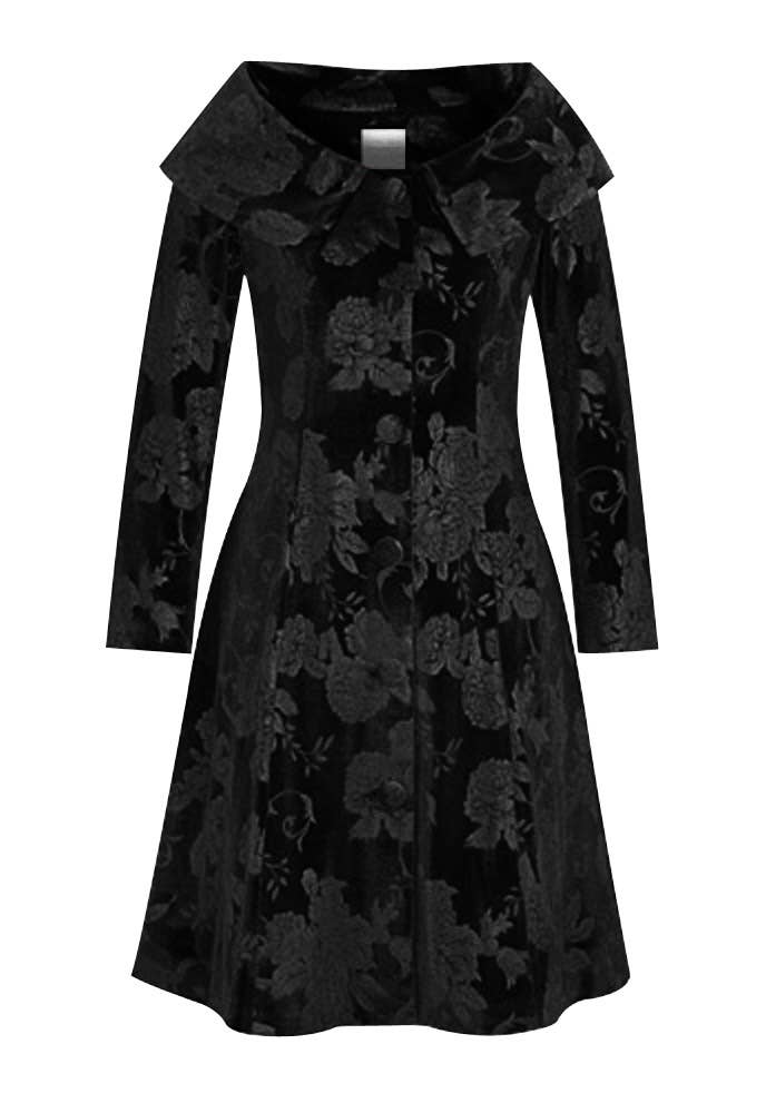 CHIC STAR – Großhandel Mantel - Damen – Chic Star Jackenmantel aus Samt in Schwarz, einfarbig 0809243