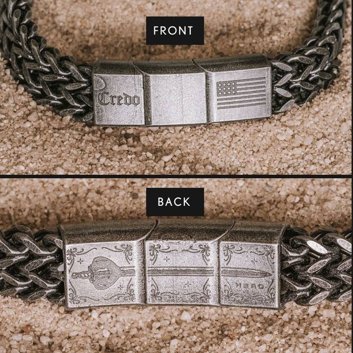 The Hero Company - Wholesale Link & Chain Bracelet - The Hero Company- Knight's Creed BELIEVE Credo Bracelet: Helps Pair Veterans with Service or Shelter Dogs- Faire
