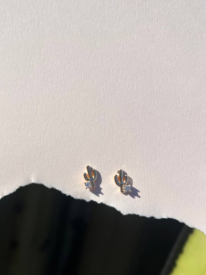 Gold Saguaro Studs for wholesale by Desert and Stone Jewelry