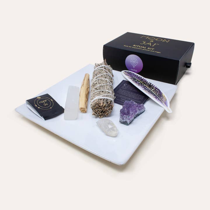 Healing Ritual Kit with Amethyst, Clear Quartz, Sage_OL for wholesale by Moon and Jai