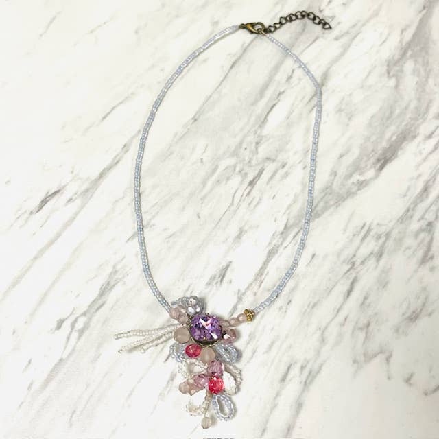 Anita K By Blushing Pink – Großhandel Kette mit Anhänger/Charm – Tschechische Perlen-Drahtanhänger-Halskette0