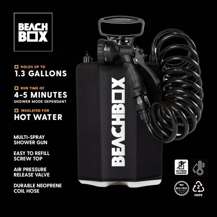 BeachBox - Venta al por mayor Accesorio para la playa - Tanque de Ducha Portátil BeachBox 'Negro'1