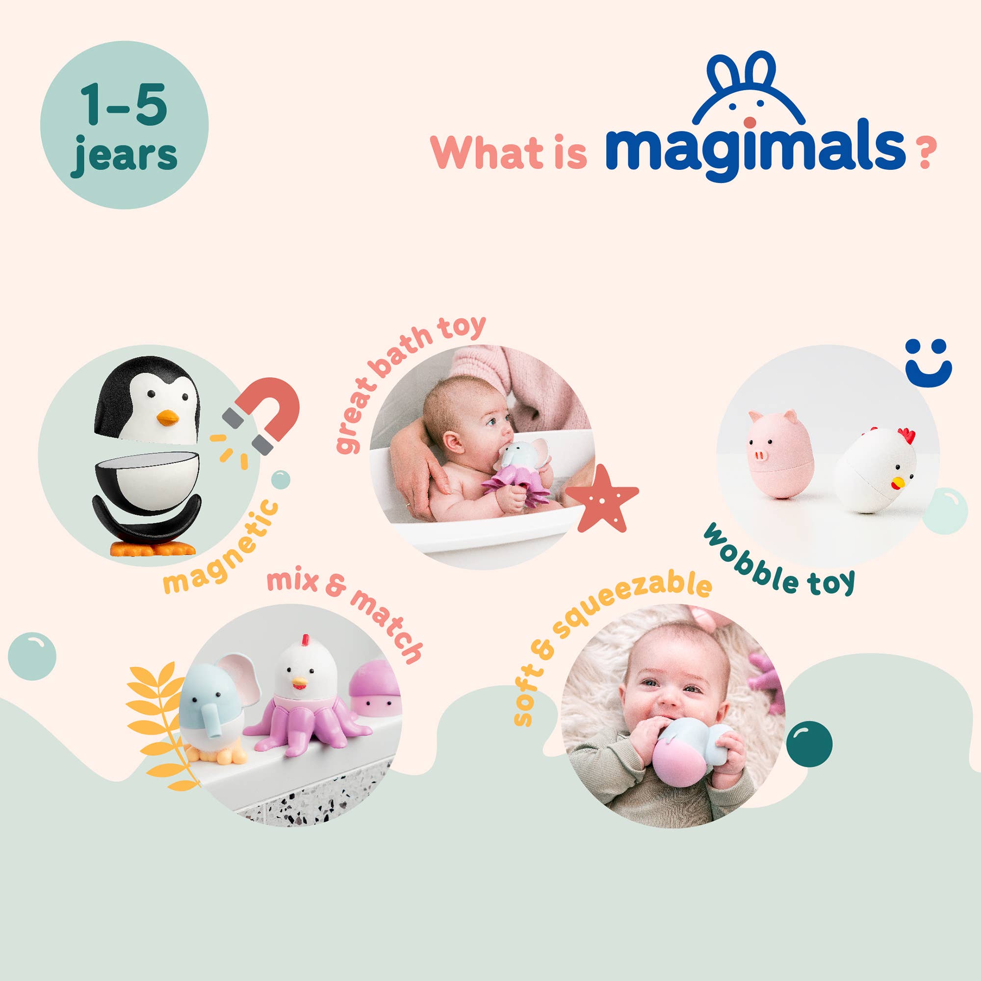 CLICS NV - Wholesale Toy Set - Kids - Magimals - Wibbly Wobbly Sealife - Magnetic baby toys1