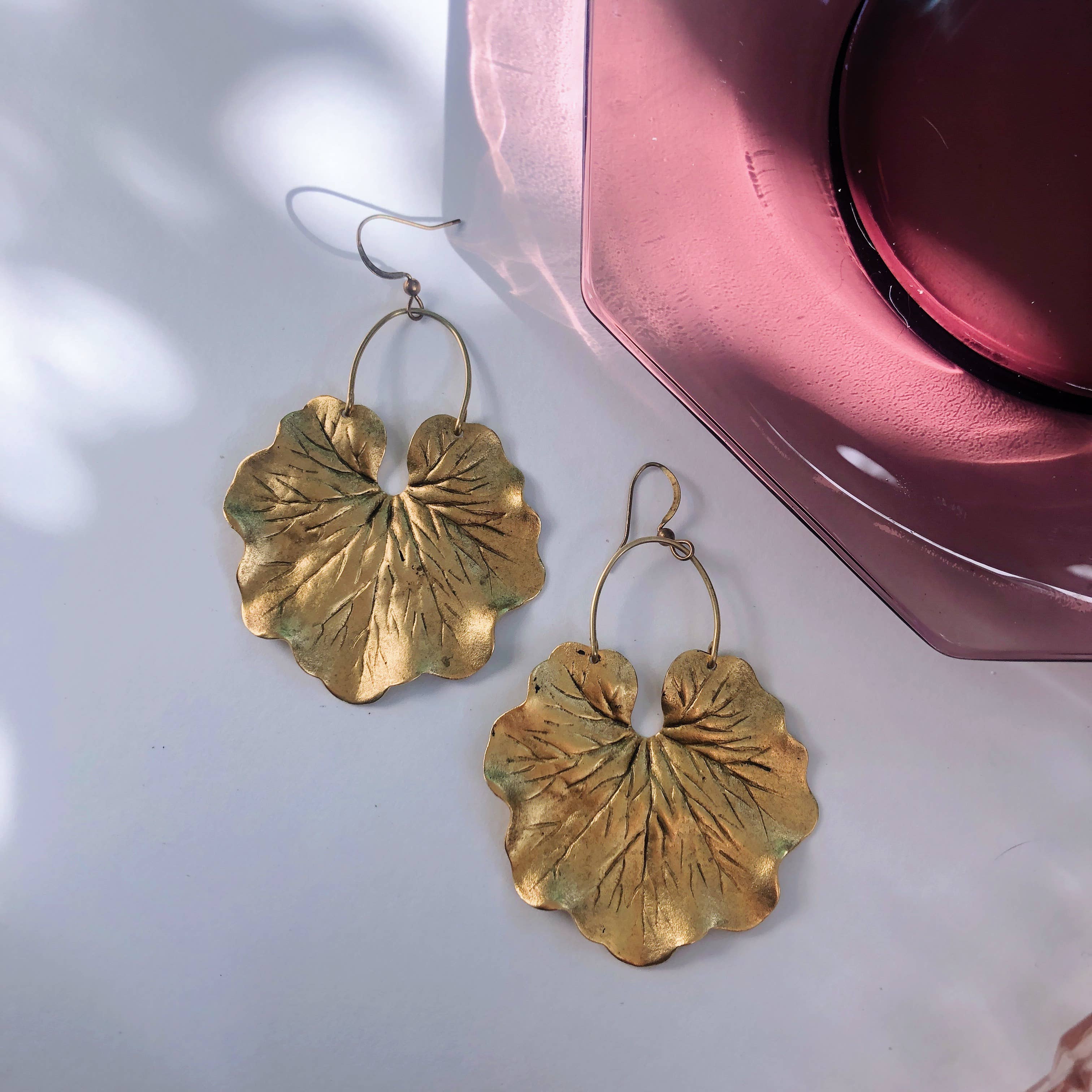 GeoMetricGem - Wholesale Dangle Earrings - Geranium Leaf Earrings ~ Brass3