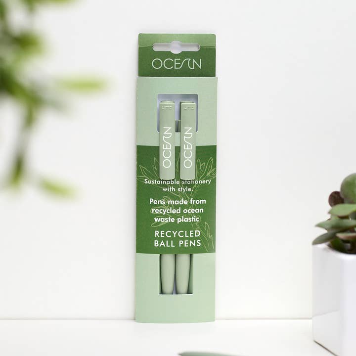 Pack of 2 recycled pens - Ocean Collection -Algae Green for wholesale by VENT for Change