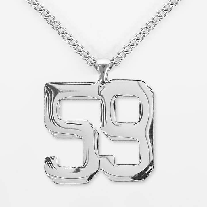 59 Number Pendant with Chain Necklace - Stainless Steel for wholesale by Sleefs
