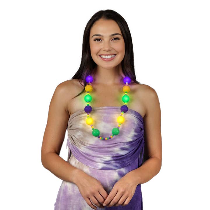 Blinkee.com, LLC - Wholesale Beaded/Pearl Necklace - Light Up Party Balls Mardi Gras Beaded Festival Necklace